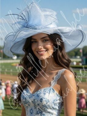 Kentucky Derby Hat Baby Blue Derby Fascinator Hat Statement – Race Day Ready